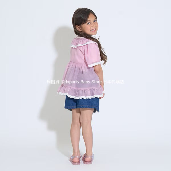 Japanese children's clothing Ly# mine chiffon coat shirt 100-150cm girls summer TOPS OUTERWEAR