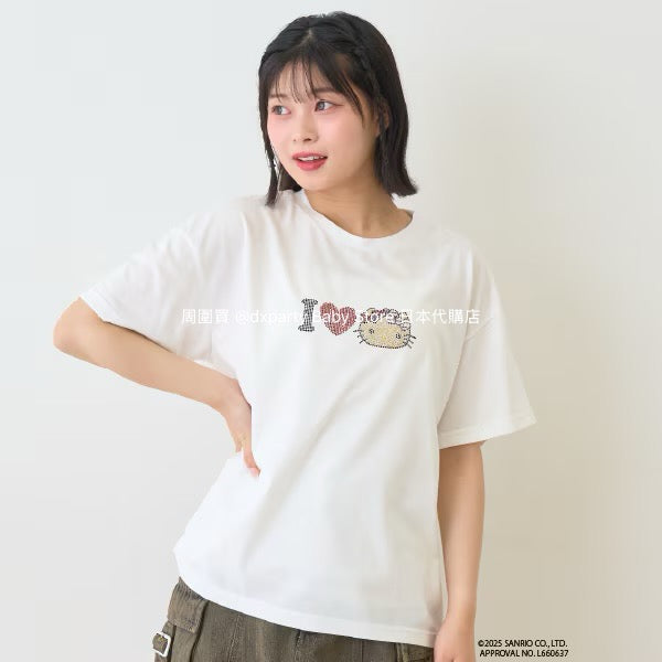 Lovetoxic x Sanrio Japan-Style Hello Kitty Cold-Contact Print Top (130-160cm) for Girls (Summer)