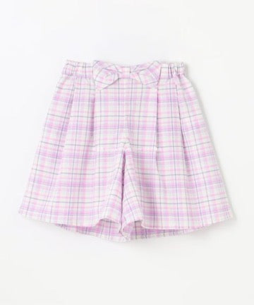 Japanese children's clothing aF#a325 checkered bow shorts 100-160cm girls summer PANTS
