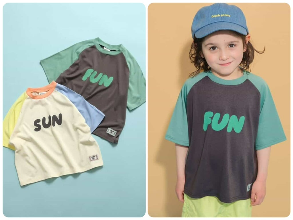 Japanese children's clothing BREEZE water-absorbing quick-drying letter print top 80-140cm boys' summer TOPS
