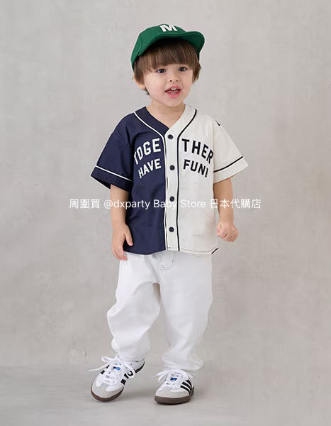 Japanese children's clothing pe#main baseball style shirt 80-130cm boys summer TOPS