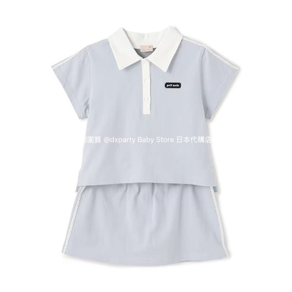 Japanese children's clothing pe#main Contact Cool Polo Two-Piece Set 80-130cm Girls Summer TOPS SKIRTS