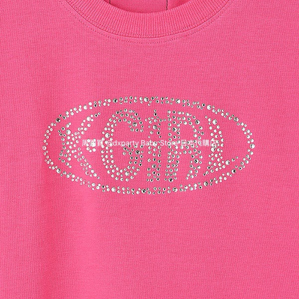 Japanese children's clothing X-girl Stages rhinestone print top 90-140cm girls summer TOPS