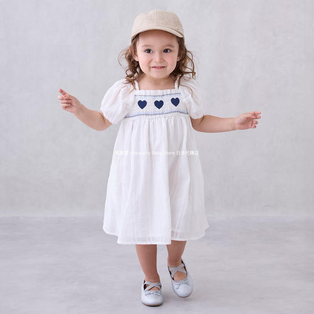 Japanese children's clothing pe#main Heart embroidered dress 80-130cm Girls' summer dresses