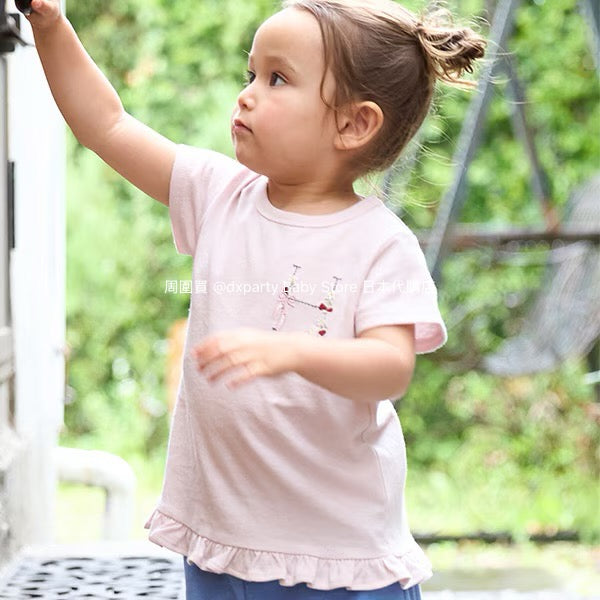 Japanese children's clothing pe#main embroidered English lettering top 80-130cm girls summer TOPS
