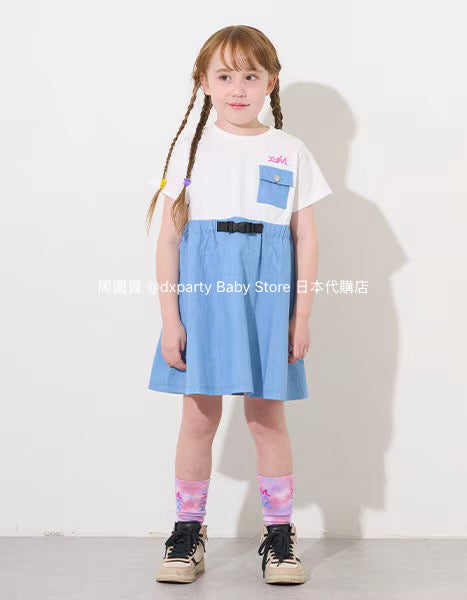 Japanese children's clothing X-girl Stages patchwork dress 80-140cm girls summer dresses