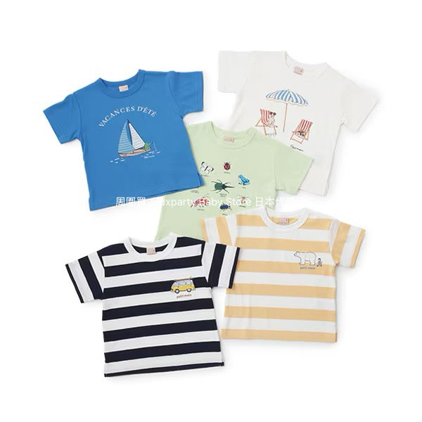 Japanese children's clothing pe#main printed tops 80-130cm boys' summer TOPS