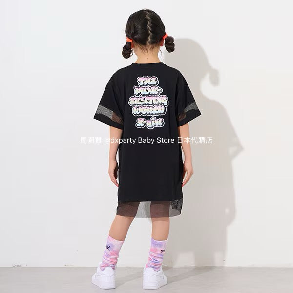 Japanese children's clothing X-girl Stages mesh patchwork dress 80-140cm girls summer dresses