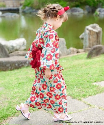 Japanese children's clothing aF#a325 x Sanrio 2Way Yukata Japanese Kimono 110-150cm Girls Summer Outerwear Skirts Japanese Summer Festival Special