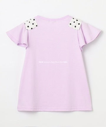 Japanese children's clothing aF#a325 bow shoulder sleeve top 90-160cm girls summer TOPS