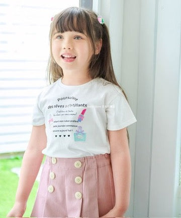 Japanese children's clothing aF#a325 perfume print top 100-160cm girls summer TOPS