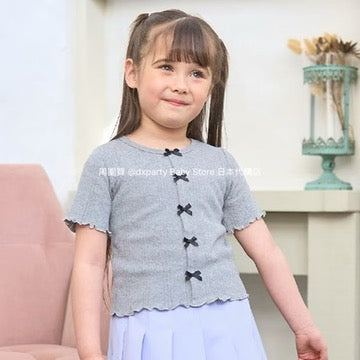 Japanese children's clothing Ly# mine bow top 100-150cm girls summer TOPS