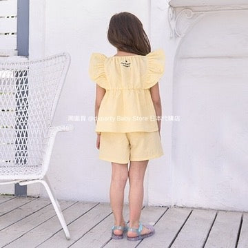 Japanese children's clothing Ly# mine ruffle sleeve top 100-150cm girls summer TOPS