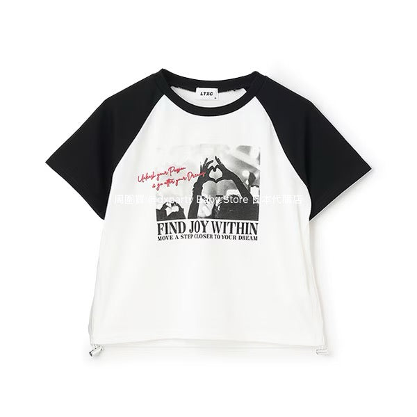 Lovetoxic Japanese children's clothing short print top 130-170cm girls summer TOPS