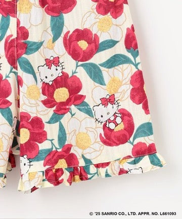 Japanese children's clothing aF#a325 x Sanrio Jinbei Japanese Kimono 90-130cm Girls Summer TOPS PANTS Japanese Summer Festival Special
