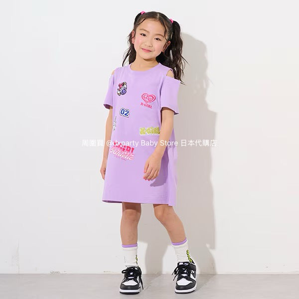 Japanese children's clothing X-girl Stages off-the-shoulder dress 80-140cm girls' summer dresses