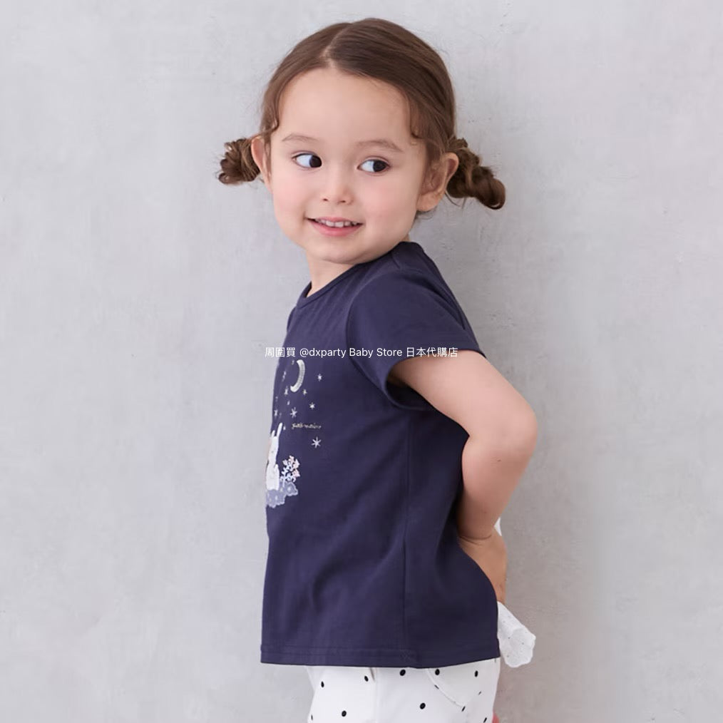 Japanese children's clothing pe#main Starry sky pupu & tete tops 80-130cm girls summer TOPS