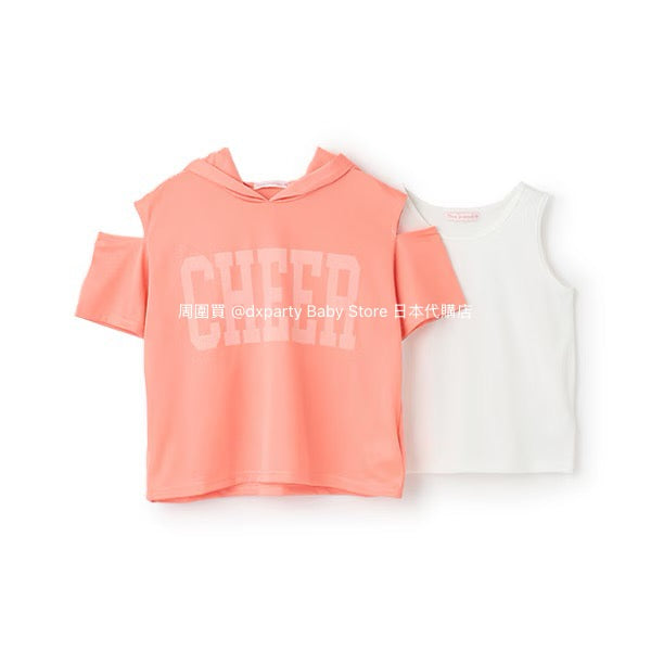 Lovetoxic Japanese children's clothing hooded off-the-shoulder top and vest set 140-160cm girls summer TOPS