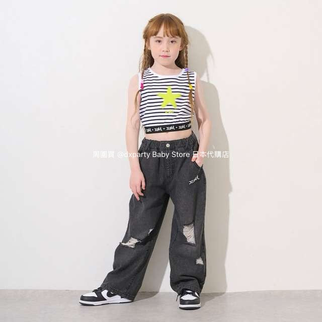 Japanese children's clothing X-girl Stages ripped jeans 110-140cm girls summer PANTS