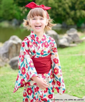 Japanese children's clothing aF#a325 x Sanrio 2Way Yukata Japanese Kimono 110-150cm Girls Summer Outerwear Skirts Japanese Summer Festival Special