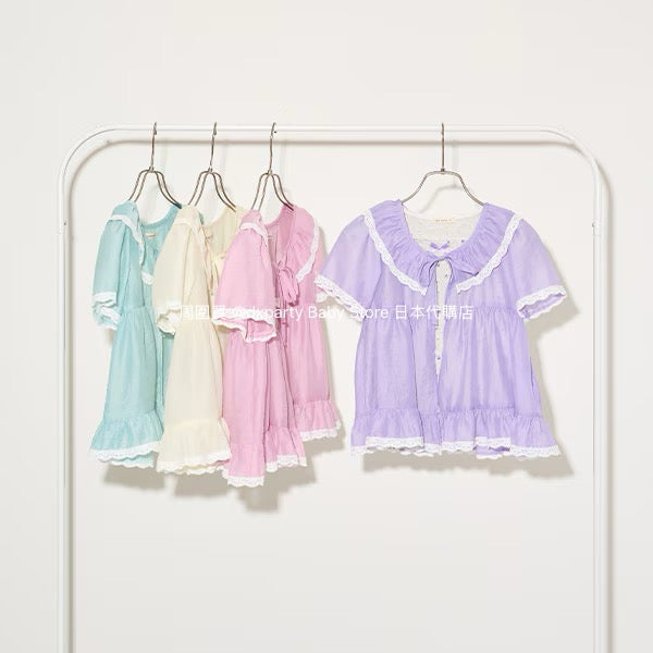 Japanese children's clothing Ly# mine chiffon coat shirt 100-150cm girls summer TOPS OUTERWEAR