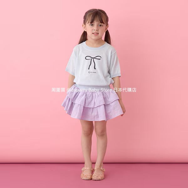 Japanese children's clothing Ly# mine bow print top 110-140cm girls summer TOPS