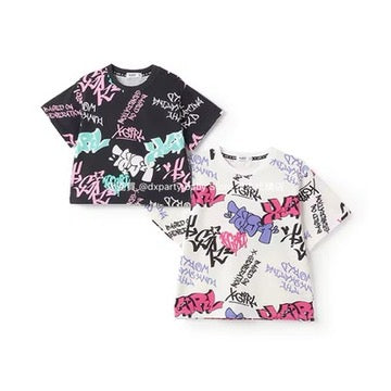 Japanese children's clothing X-girl Stages graffiti print top 80-140cm girls summer TOPS
