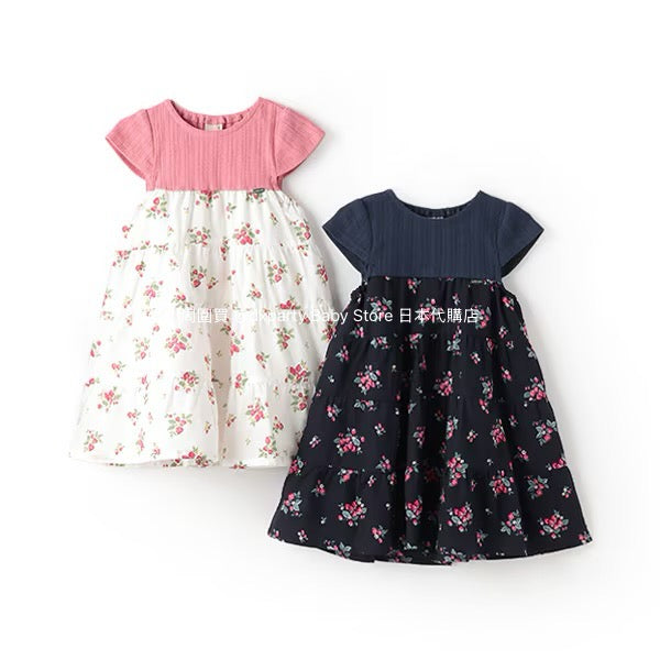 Japanese children's clothing pe#main patchwork dress 80-130cm girls summer dresses