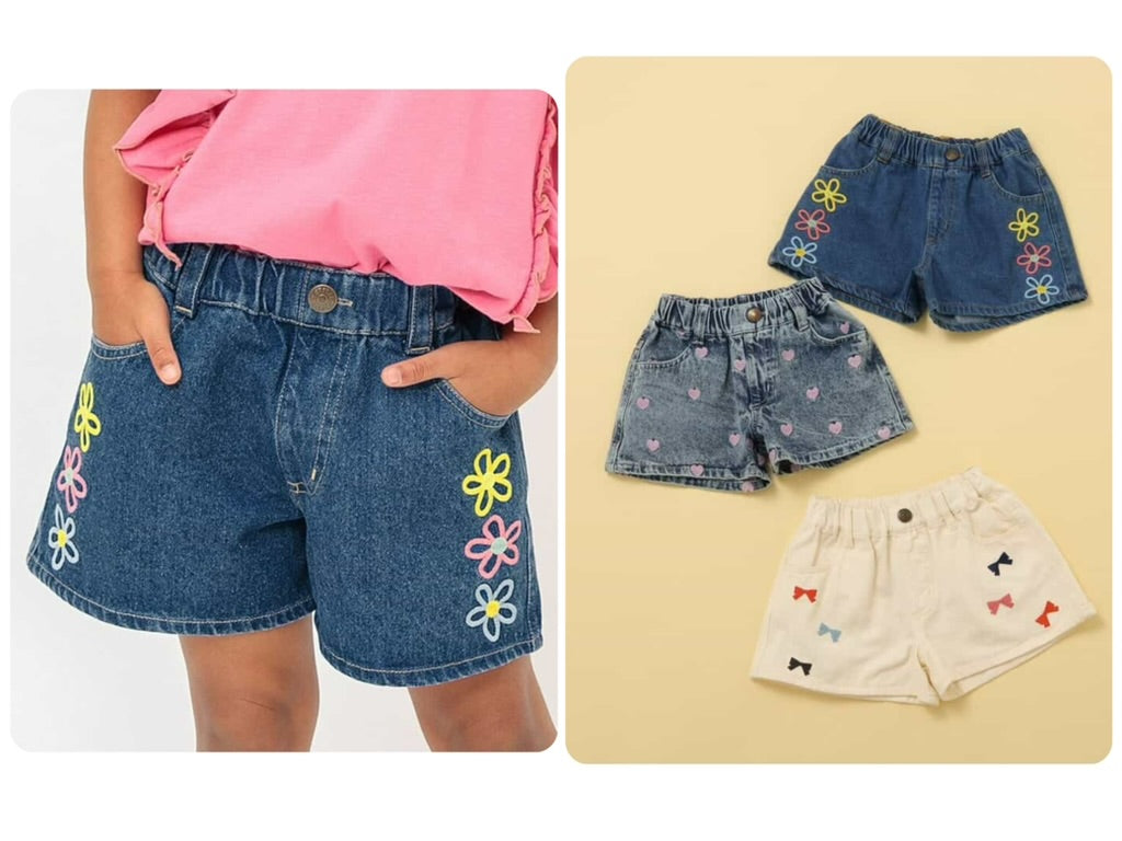 Japanese children's clothing BREEZE embroidered denim shorts 80-140cm girls' summer PANTS
