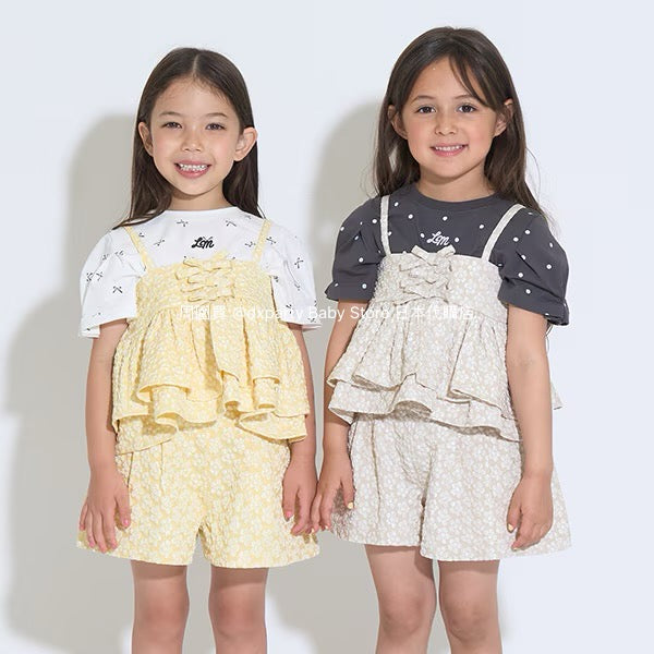 Japanese children's clothing Ly# mine tank top and shorts set 100-150cm girls summer TOPS PANTS