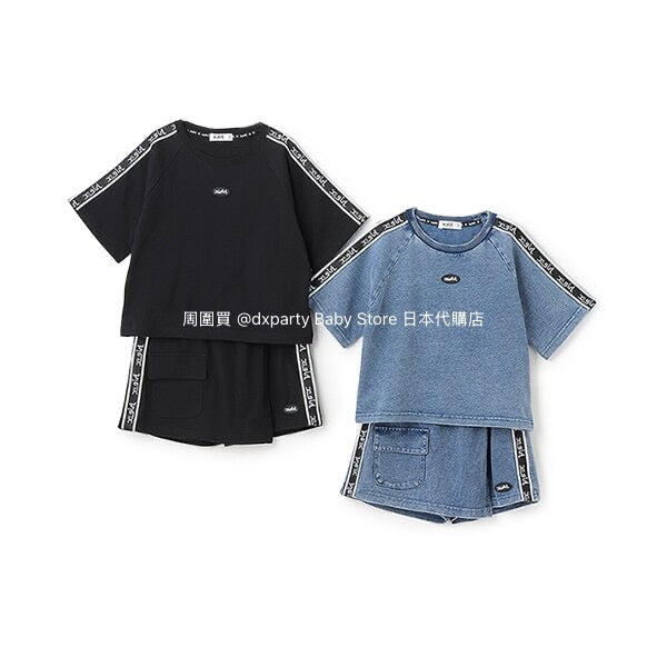 Japanese X-girl Stages Denim Two-Piece Set (80-140cm) for Girls (Summer TOPS PANTS)