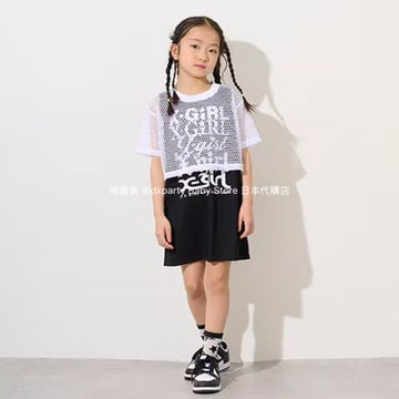 Japanese X-girl Stages Mesh Top and Dress Set (110-140cm) for Girls Summer