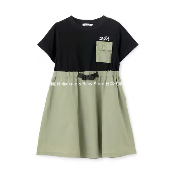 Japanese children's clothing X-girl Stages patchwork dress 80-140cm girls summer dresses