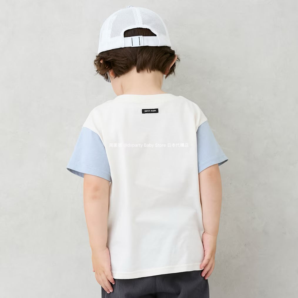 Japanese children's clothing pe#main dinosaur embroidered top 80-130cm boys' summer TOPS