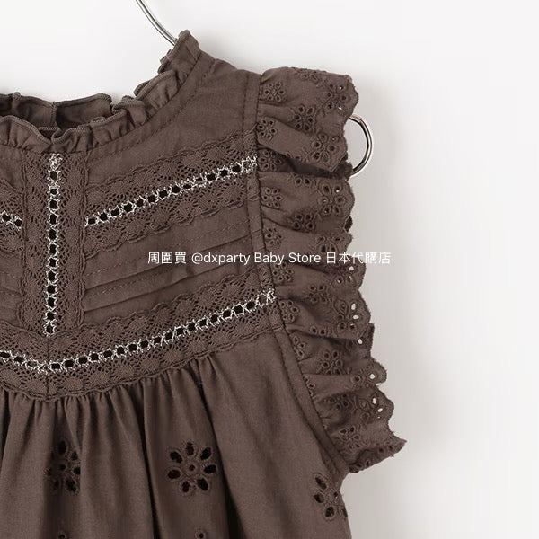 Japanese children's clothing pe#main lace hollow top 80-130cm girls summer TOPS