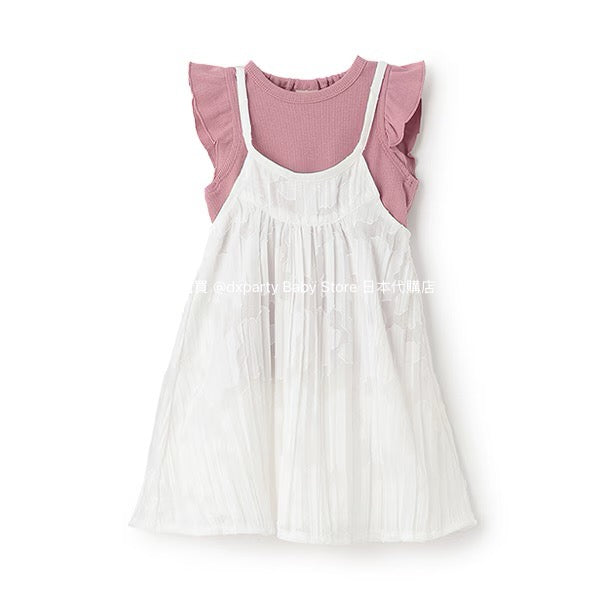 Japanese children's clothing pe#main top and suspender skirt set 80-130cm girls summer dress tops