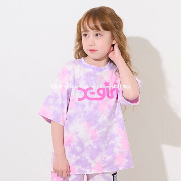 Japanese children's clothing X-girl Stages tie-dye print top 80-140cm girls summer TOPS