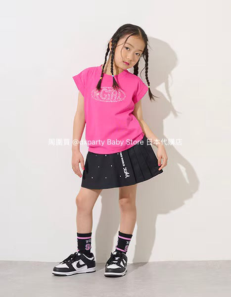 Japanese children's clothing X-girl Stages rivet side pleat skirt 90-140cm girls summer SKIRTS