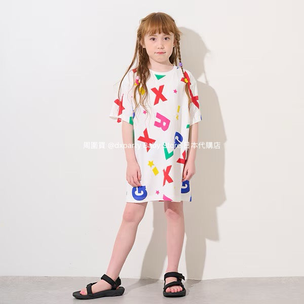 Japanese children's clothing X-girl Stages colorful logo print dress 80-140cm girls summer dresses