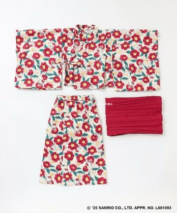 Japanese children's clothing aF#a325 x Sanrio 2Way Yukata Japanese Kimono 110-150cm Girls Summer Outerwear Skirts Japanese Summer Festival Special