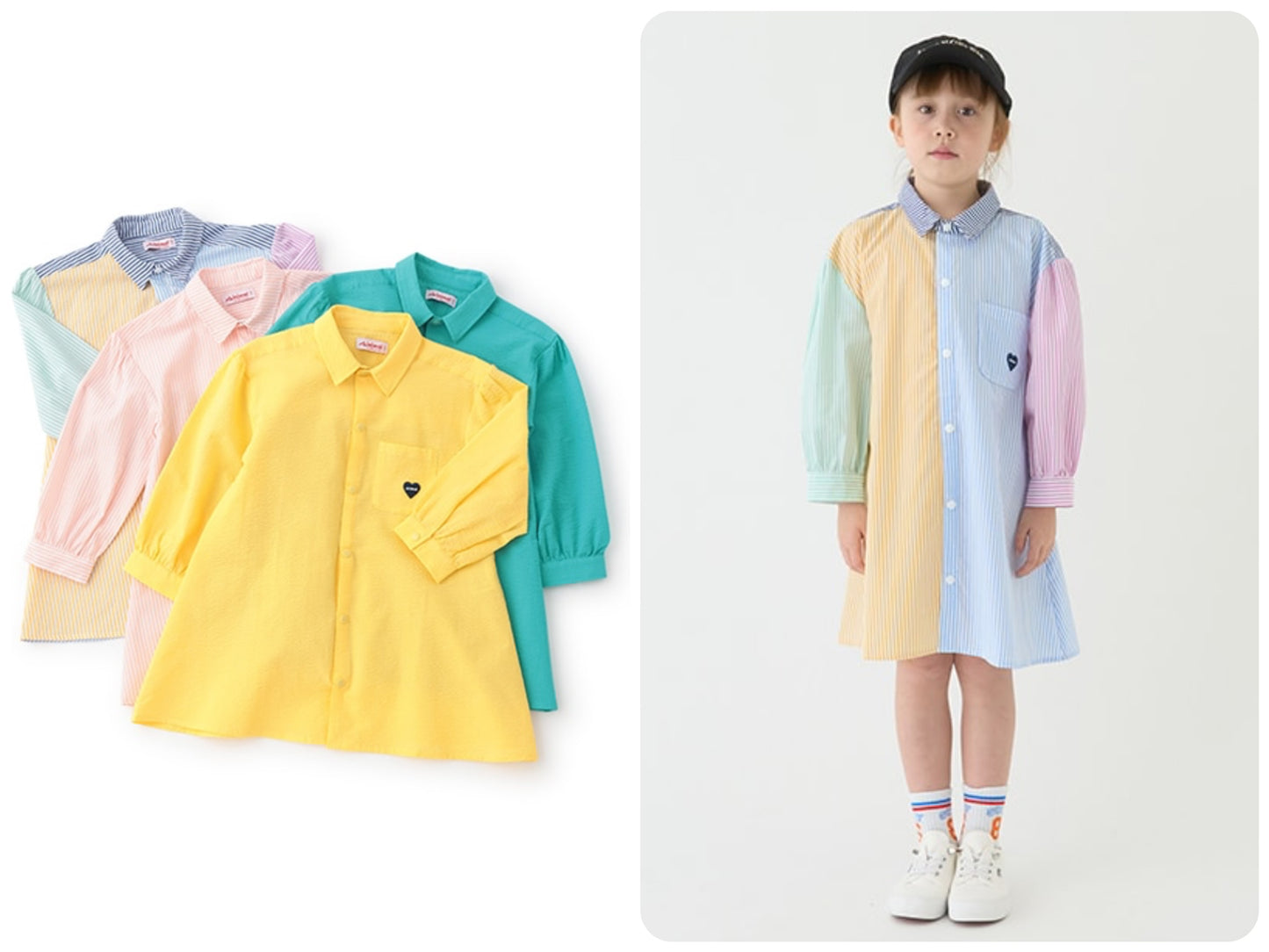 Japanese children's clothing mini#ML shirt dress 100-140cm girls spring and summer dresses