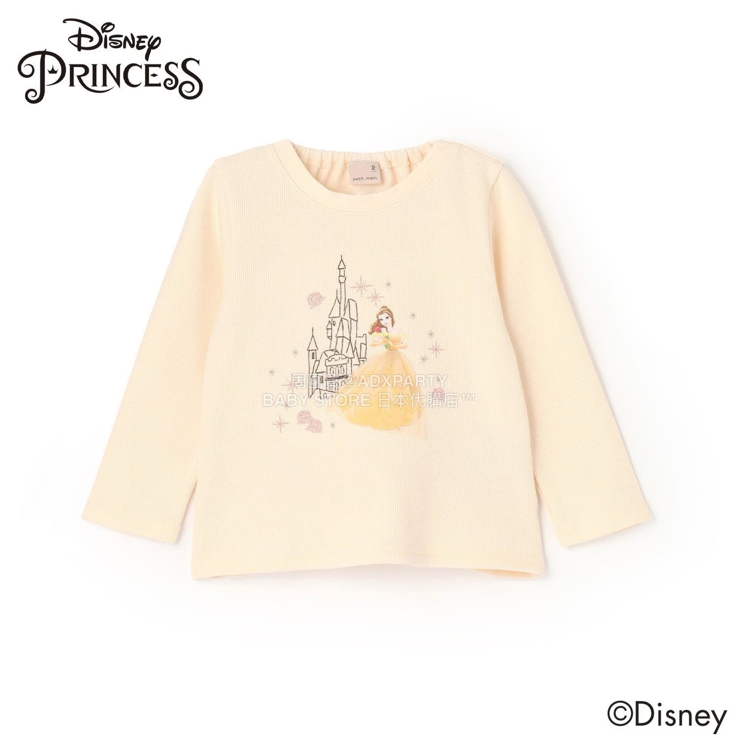 日本童裝 pe#main x Disney 公主刺繡圖案上衣 80-130cm 女童款 秋季 TOPS