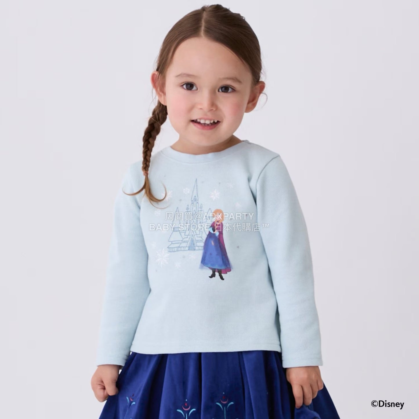 日本童裝 pe#main x Disney 公主刺繡圖案上衣 80-130cm 女童款 秋季 TOPS