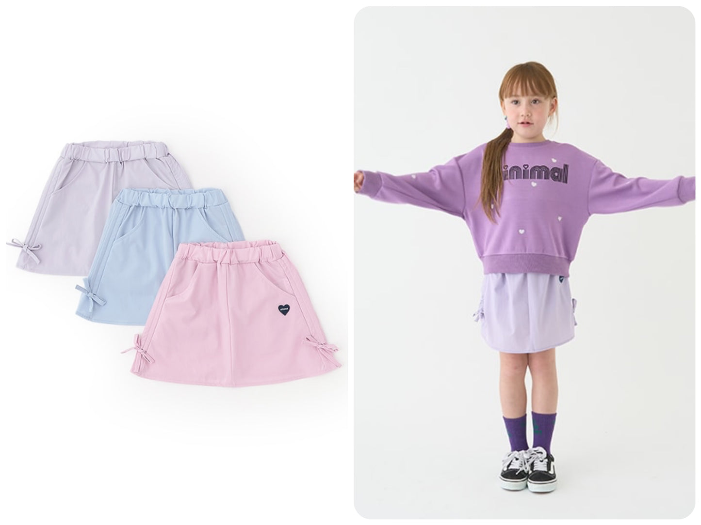 Japanese children's clothing mini#ML waterproof series bow skirt 100-140cm girls spring and summer SKIRTS