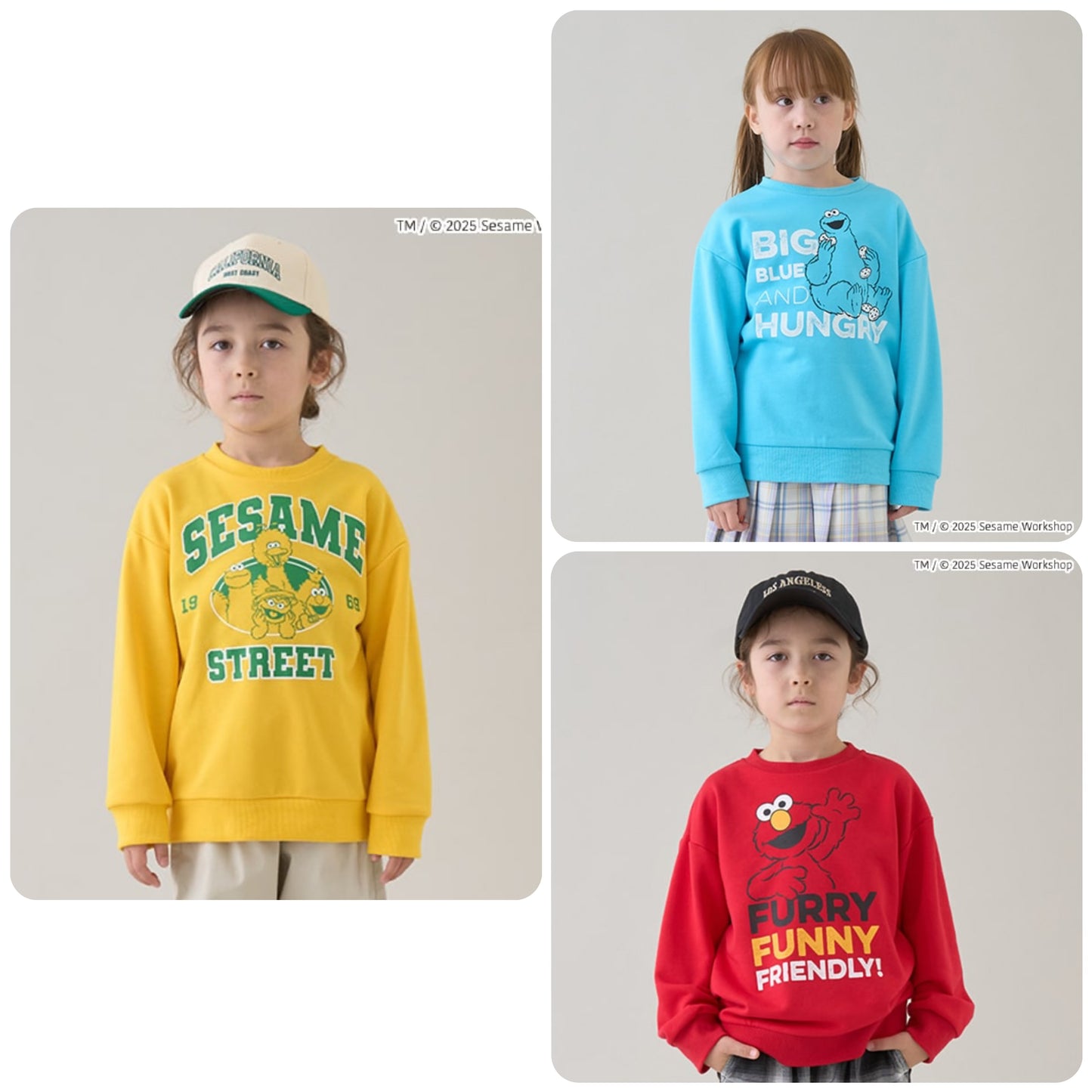 Japanese children's clothing mini #ML x sesame Sesame Street sweatshirt 100-140cm boys/girls spring and summer TOPS