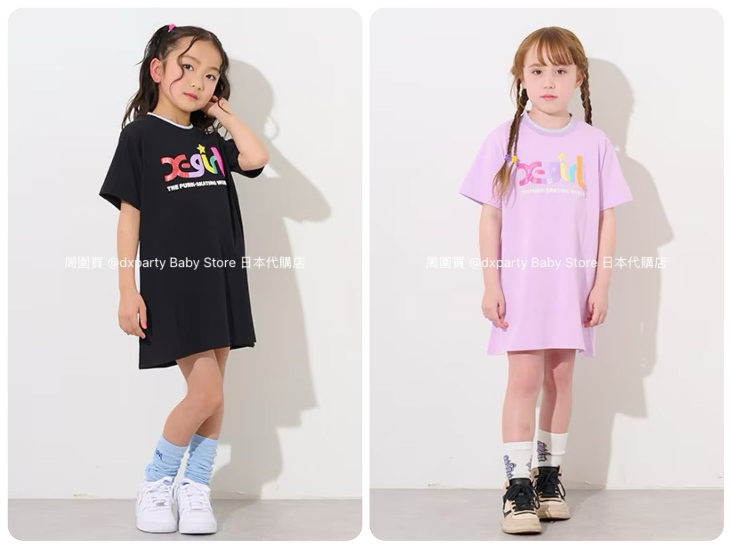 Japanese children's clothing X-girl Stages glitter bubble logo dress 80-140cm girls summer dresses