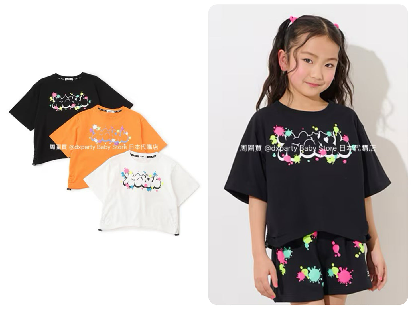 Japanese children's clothing X-girl Stages painted logo top 80-140cm girls summer TOPS