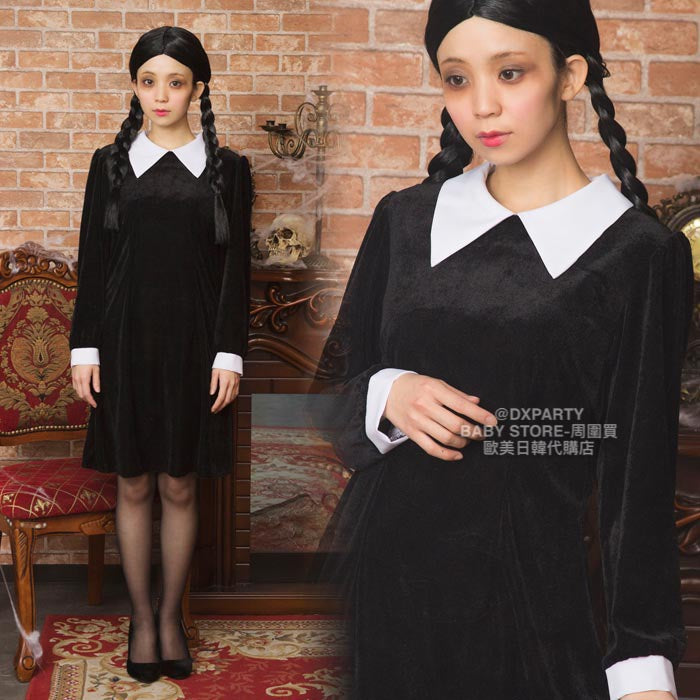 日本直送 Wednesday星期三 Free Size 大人款 萬聖節 Cosplay服裝 Halloween攪鬼特輯 AAA