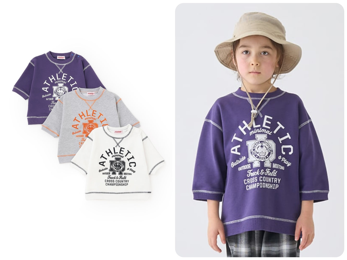 Japanese children's clothing mini#ML line letter print top 90-140cm boy's/girl's summer TOPS