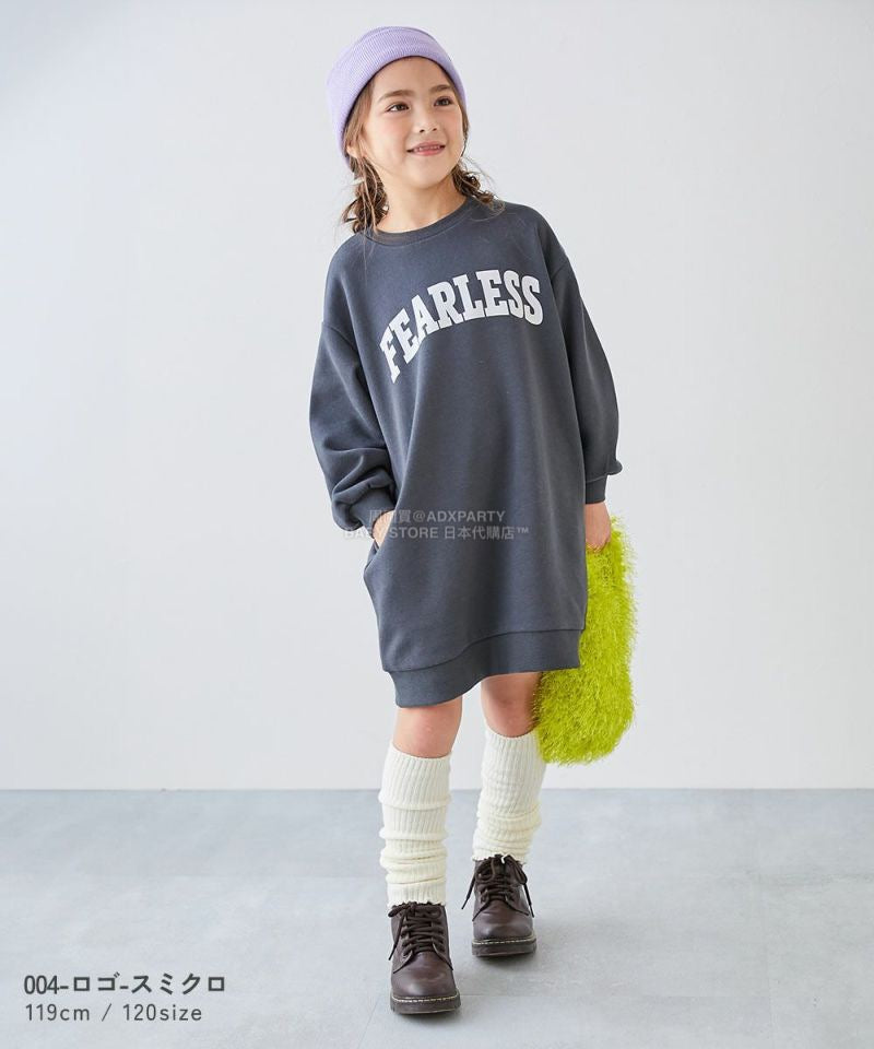 日本童裝 dev!rock 抓毛印花衛衣連身裙 100-160cm 女童款 冬季 DRESSES